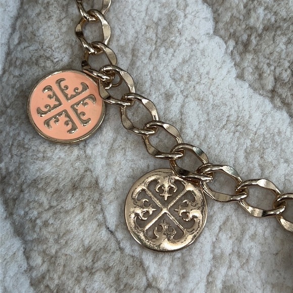 ISIS Creative Enamel Peach Medallion Necklace & Earrings Gold Tone NWT - Picture 4 of 5